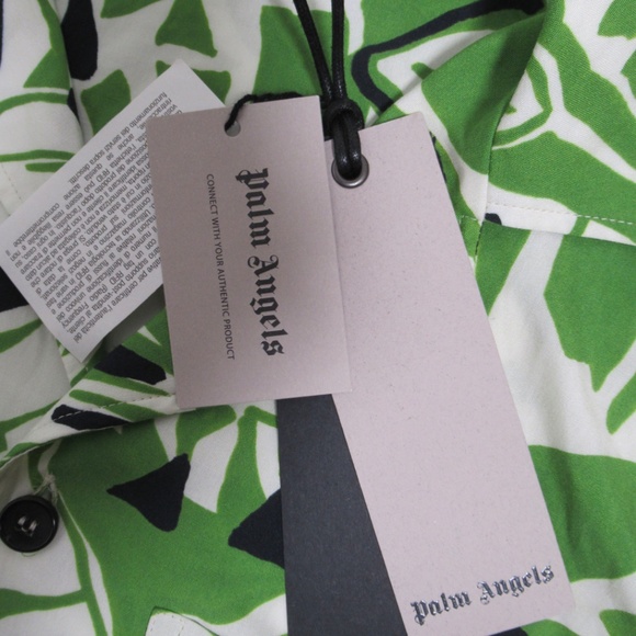 Palm Angels Women's Hibiscus Bowling Shirt Over Green White Size S Super Relaxed - Picture 6 of 12